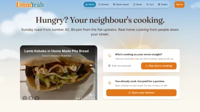 UmmYeah website — local food marketplace for home cooks