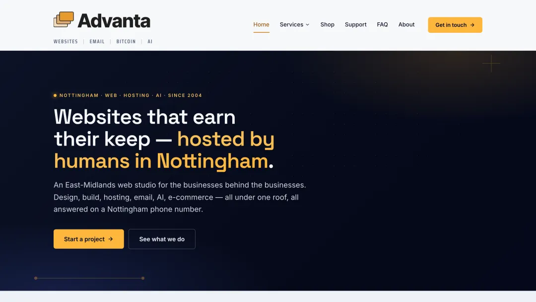 Advanta website, home page