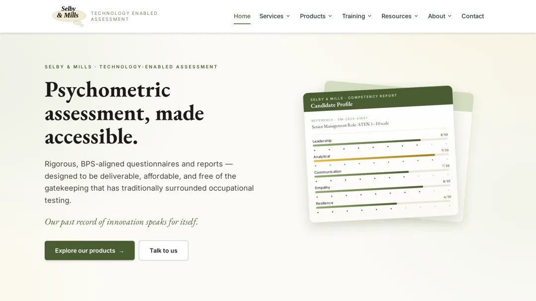 Selby & Mills website, home page