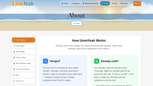 UmmYeah — How it works, for cooks and customers