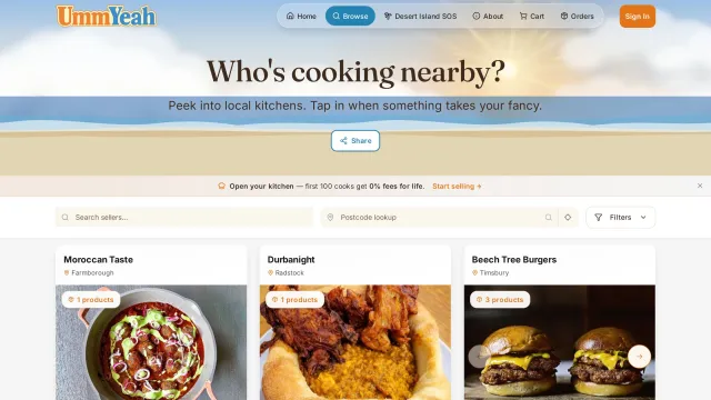 UmmYeah — Browsing kitchens by postcode